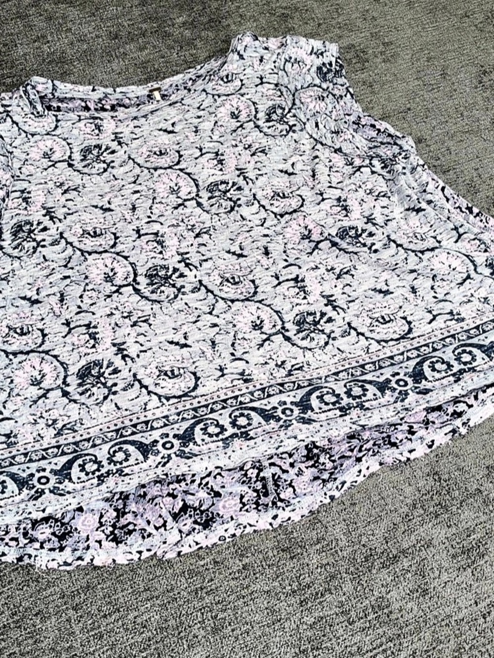 Free People High Tide Dual Floral Blue Lilac high low flowy Top Size Small